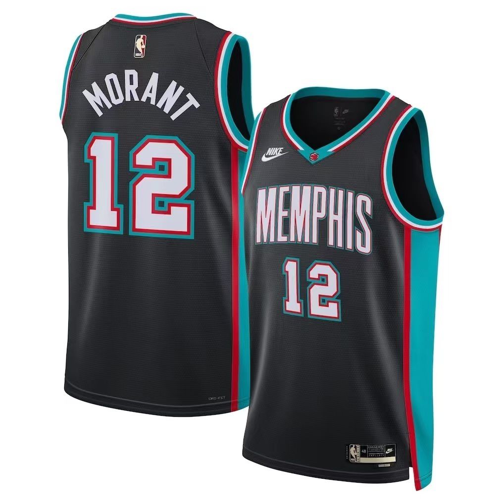Men Memphis Grizzlies #12 Morant Black Nike Season 2026 NBA Jersey